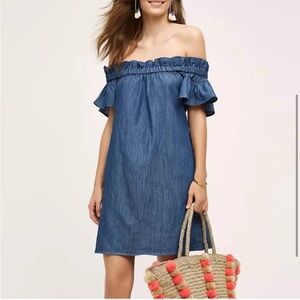 Anthro Denim Off-Shoulder mini Dress